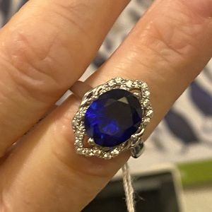 Blue Spinal, Rhodium over Silver. size 7.5